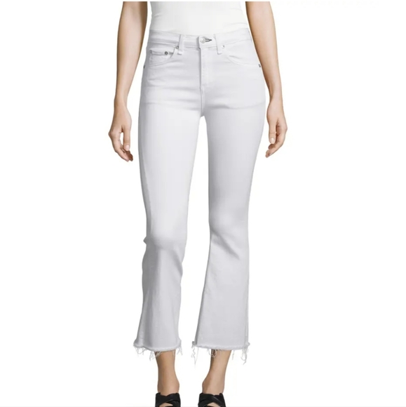 RAG & BONE BRIGHT WHITE CROP FLARE JEANS